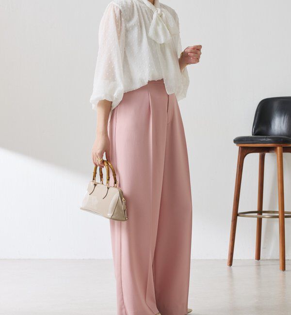  「《マイナス3kg見え/サイズ展開豊富》ジャージワイドパンツ」|スラックス|