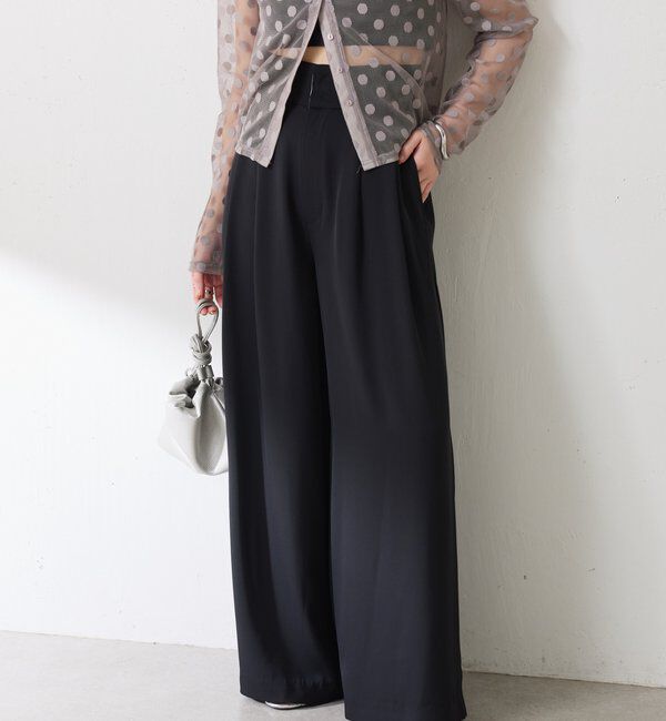  「《再入荷決定！SNSで人気》【Nuel/ヌエル】 2WAYハイウエストパンツ」|チノ|ブラック