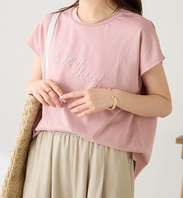  「ミニビーズロゴフレンチTシャツ」|Tシャツ・カットソー|