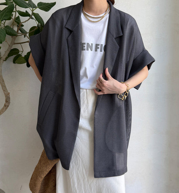  「メッシュ半袖ジャケット」|テーラードジャケット|