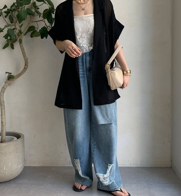  「メッシュ半袖ジャケット」|テーラードジャケット|