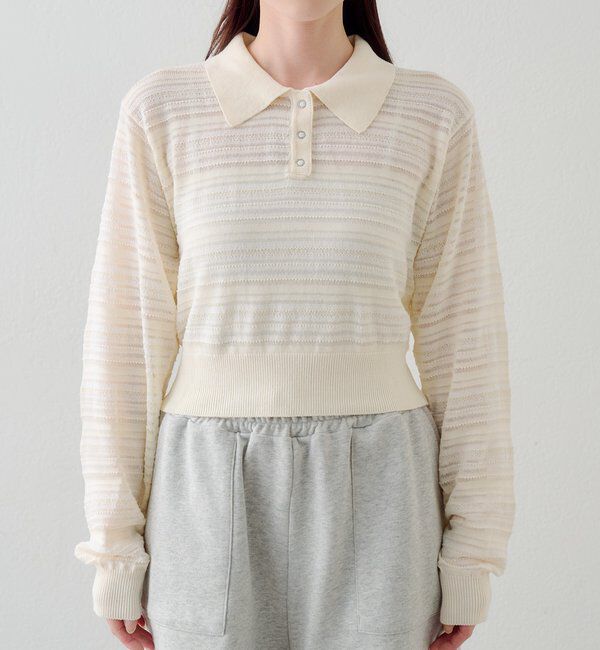  「ボーダーシアーポロニット」|ニット・セーター|