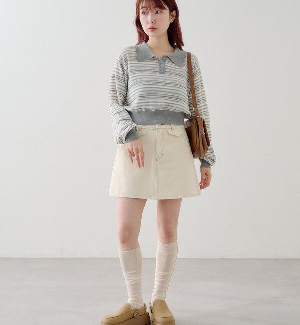  「ボーダーシアーポロニット」|ニット・セーター|