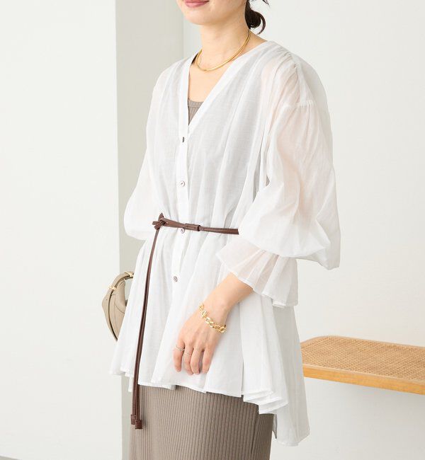  「予約【着映え】コットンペプラムギャザーブラウス」|シャツ・ブラウス|