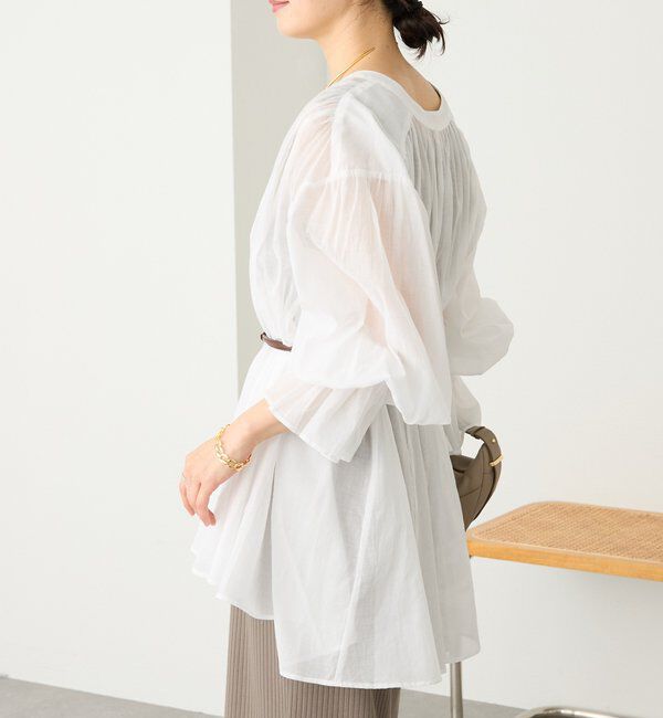  「予約【着映え】コットンペプラムギャザーブラウス」|シャツ・ブラウス|