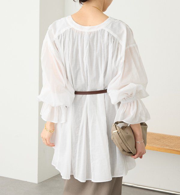  「予約【着映え】コットンペプラムギャザーブラウス」|シャツ・ブラウス|