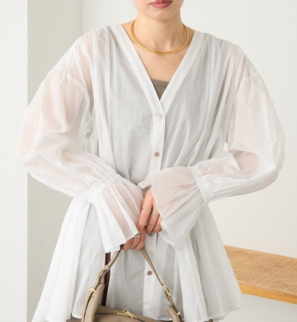  「予約【着映え】コットンペプラムギャザーブラウス」|シャツ・ブラウス|