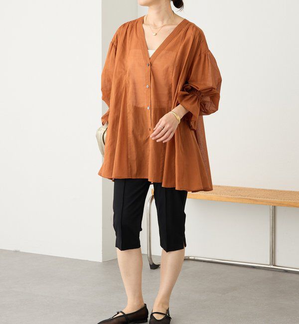  「予約【着映え】コットンペプラムギャザーブラウス」|シャツ・ブラウス|