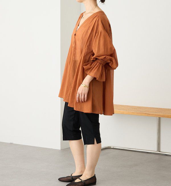  「予約【着映え】コットンペプラムギャザーブラウス」|シャツ・ブラウス|