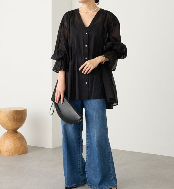  「予約【着映え】コットンペプラムギャザーブラウス」|シャツ・ブラウス|