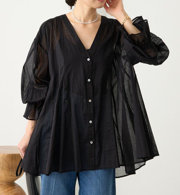  「予約【着映え】コットンペプラムギャザーブラウス」|シャツ・ブラウス|
