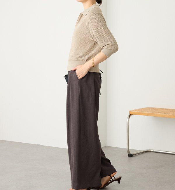  「予約【抜け感】ZIPポロメッシュニット」|カーディガン|