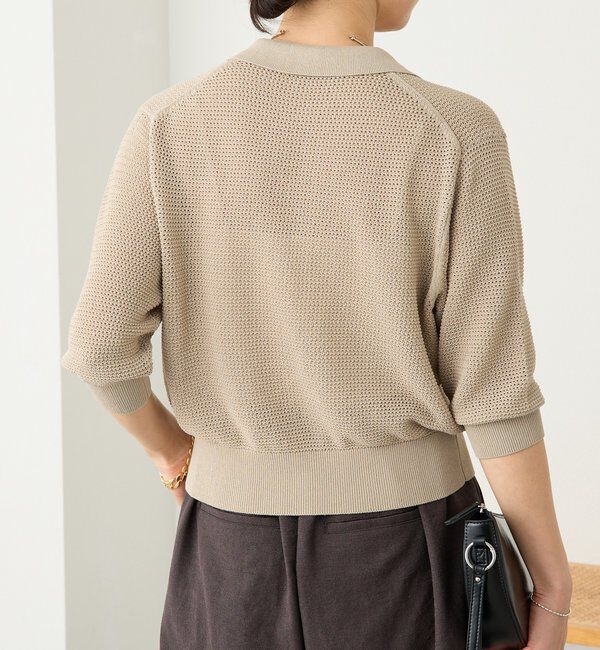 「予約【抜け感】ZIPポロメッシュニット」|カーディガン|