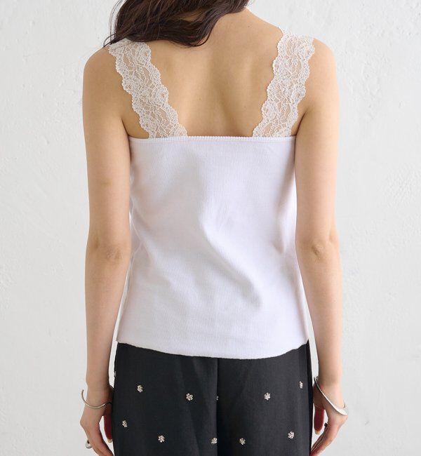  「パット付きVレースタンクトップ」|キャミソール|