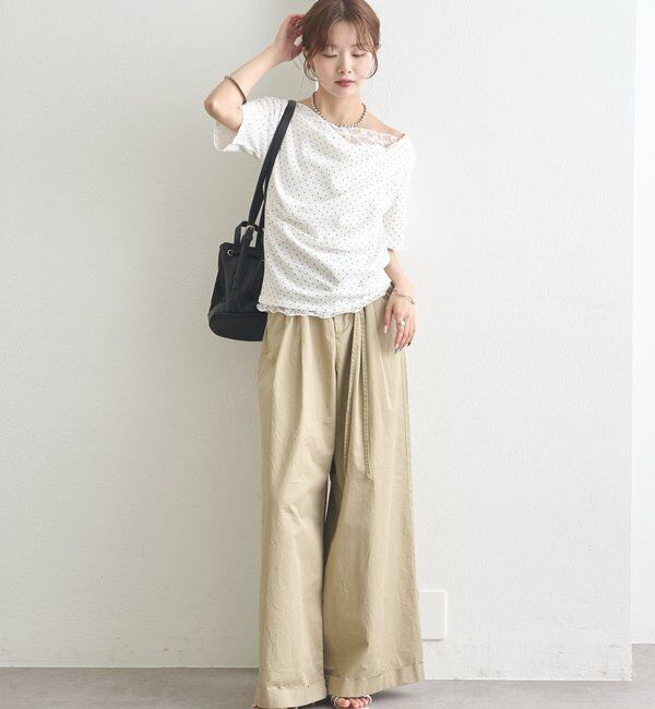  「レースドッキングオフショル半袖Tシャツ」|Tシャツ・カットソー|