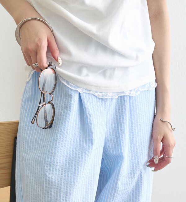  「レースドッキングオフショル半袖Tシャツ」|Tシャツ・カットソー|