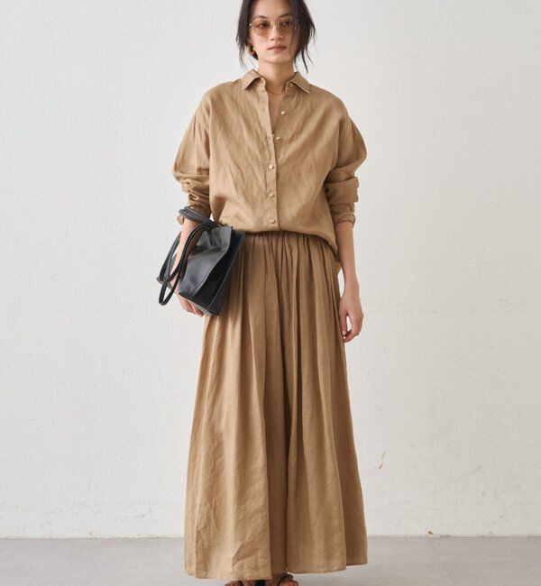  「リネンタックギャザースカート」|スカート|