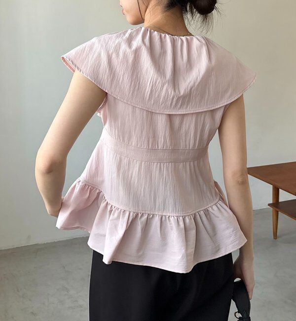  「【新色ピンク】フリルカラーブラウス」|シャツ・ブラウス|