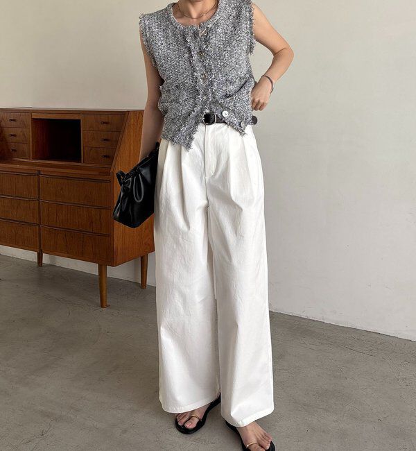  「ツイードライクフリンジベスト」|ニット・セーター|