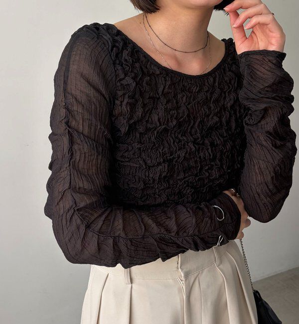  「【前後2WAY】シアーバブルブラウス」|シャツ・ブラウス|