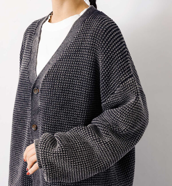 ABAHOUSE「【Revo.レボ】パウダーブリーチ加工ワッフルコットンニットカーディガン/ユニセ」|カーディガン|