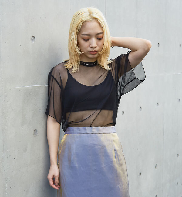 NOMINE「チュールTシャツ」|Tシャツ・カットソー|ブラック系その他2