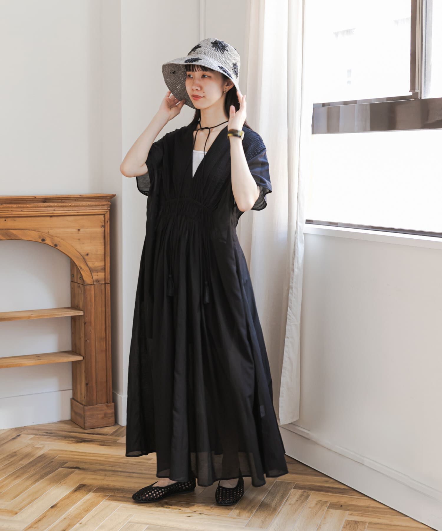 URBAN RESEARCH DOORS「ピンタックギャザーワンピース」|ワンピース|