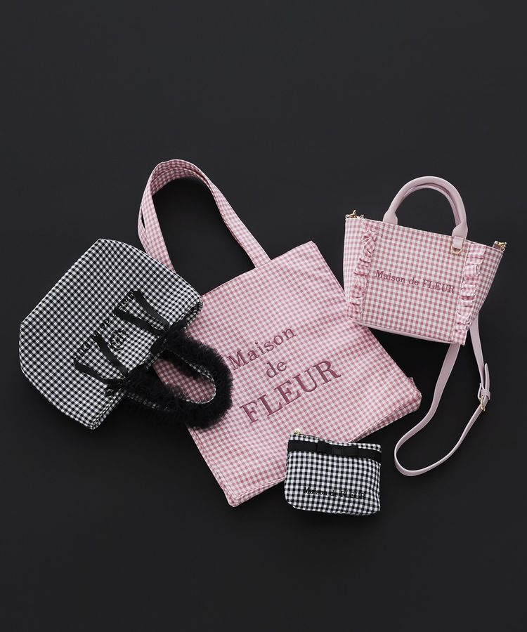 Maison de FLEUR「ギンガムチェックスクエアポーチ」|ポーチ|