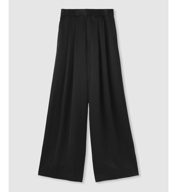 LOULOU WILLOUGHBY「【LOULOU WILLOUGHBY】サテンタックパンツ」|チノ|ブラック