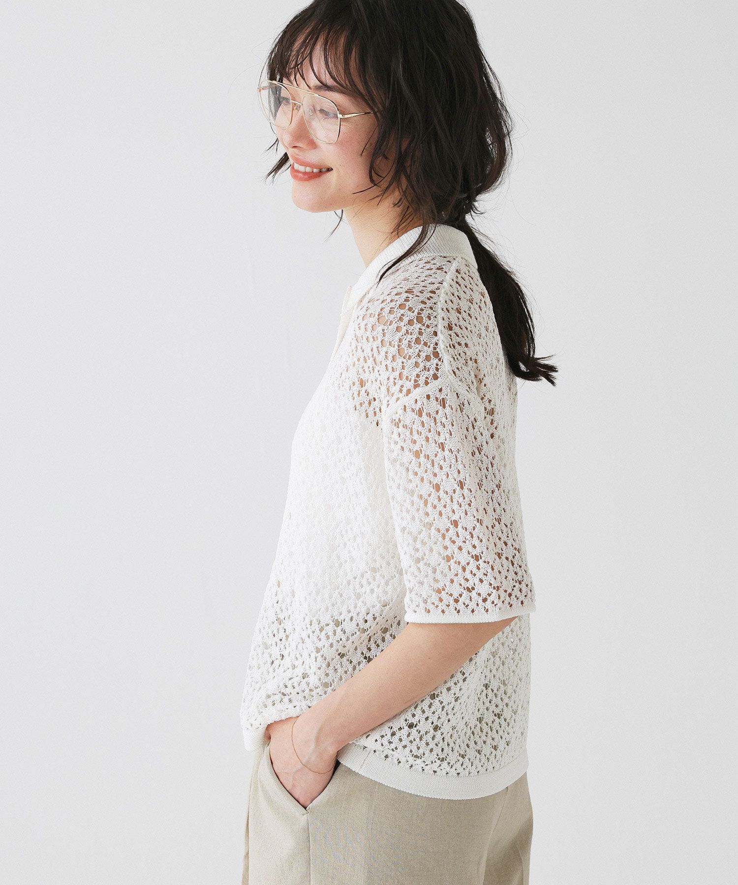 BABYLONE「レースニットポロ」|ポロシャツ|