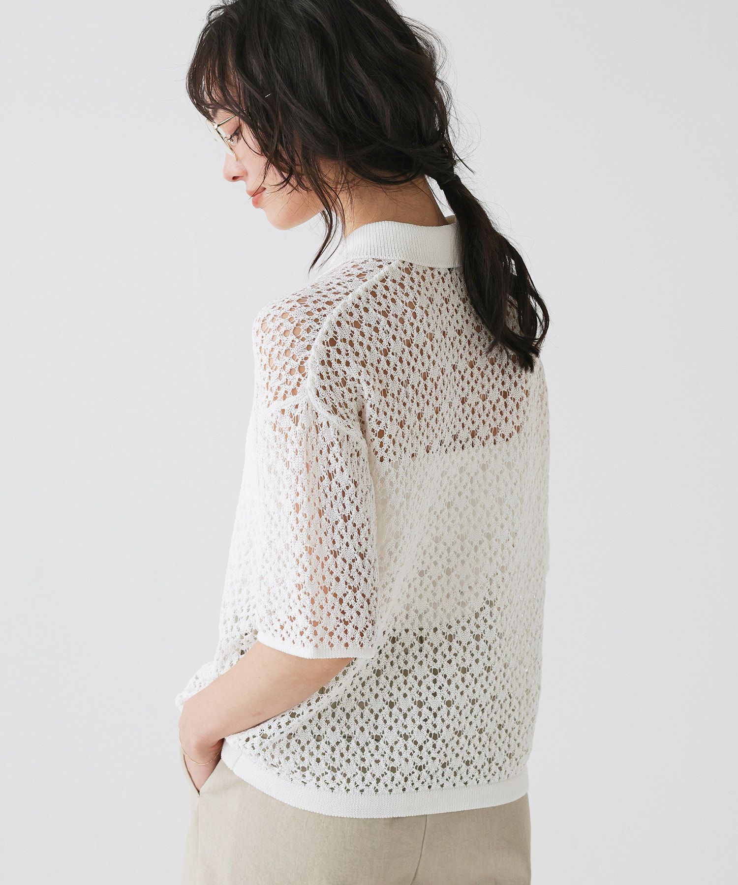 BABYLONE「レースニットポロ」|ポロシャツ|