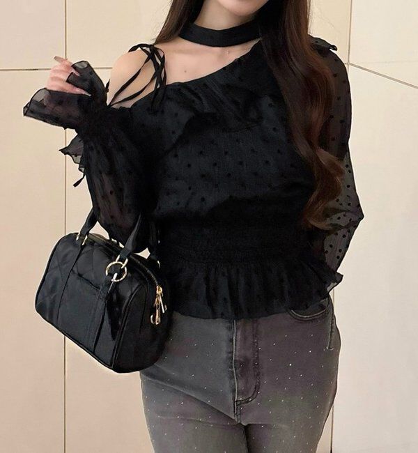  「2WAYワンショルフリルブラウス」|シャツ・ブラウス|ブラック系その他