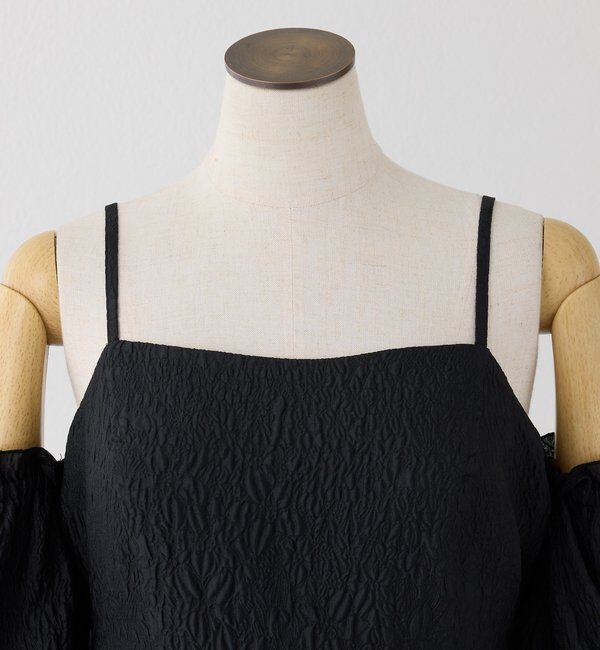  「【Black Ribbon Collection】異素材バルーンミニワンピース」|ワンピース|