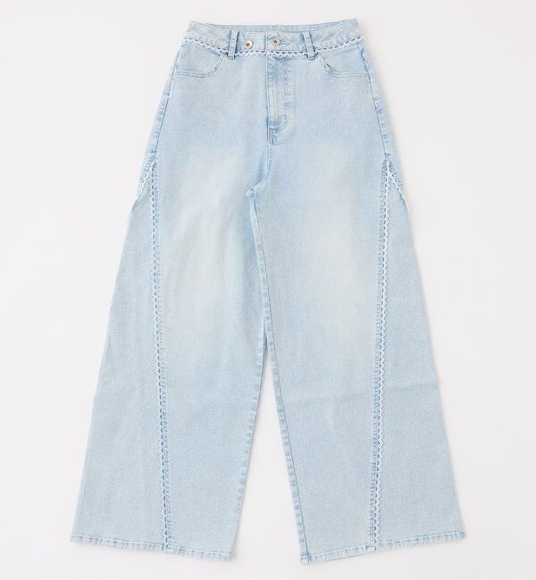  「【SMサイズ展開あり】レース付きワイドデニムパンツ」|その他|