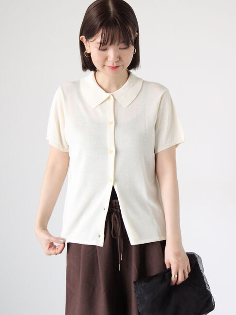 Lugnoncure「前開きポロニットシャツ」|ニット・セーター|オフホワイト