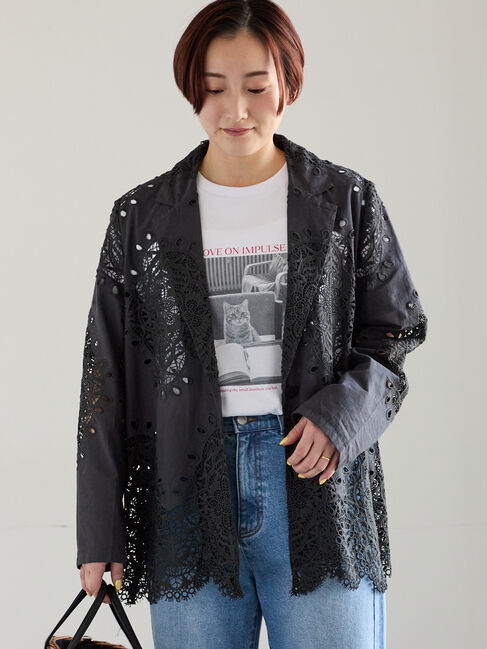 Te chichi「ケミカルレースコットンジャケット」|その他|チャコールグレー