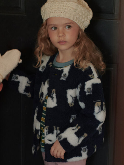 Samansa Mos2 Lagom「ジャカードボアブルゾン」|ブルゾン・スタジャン|ネイビー