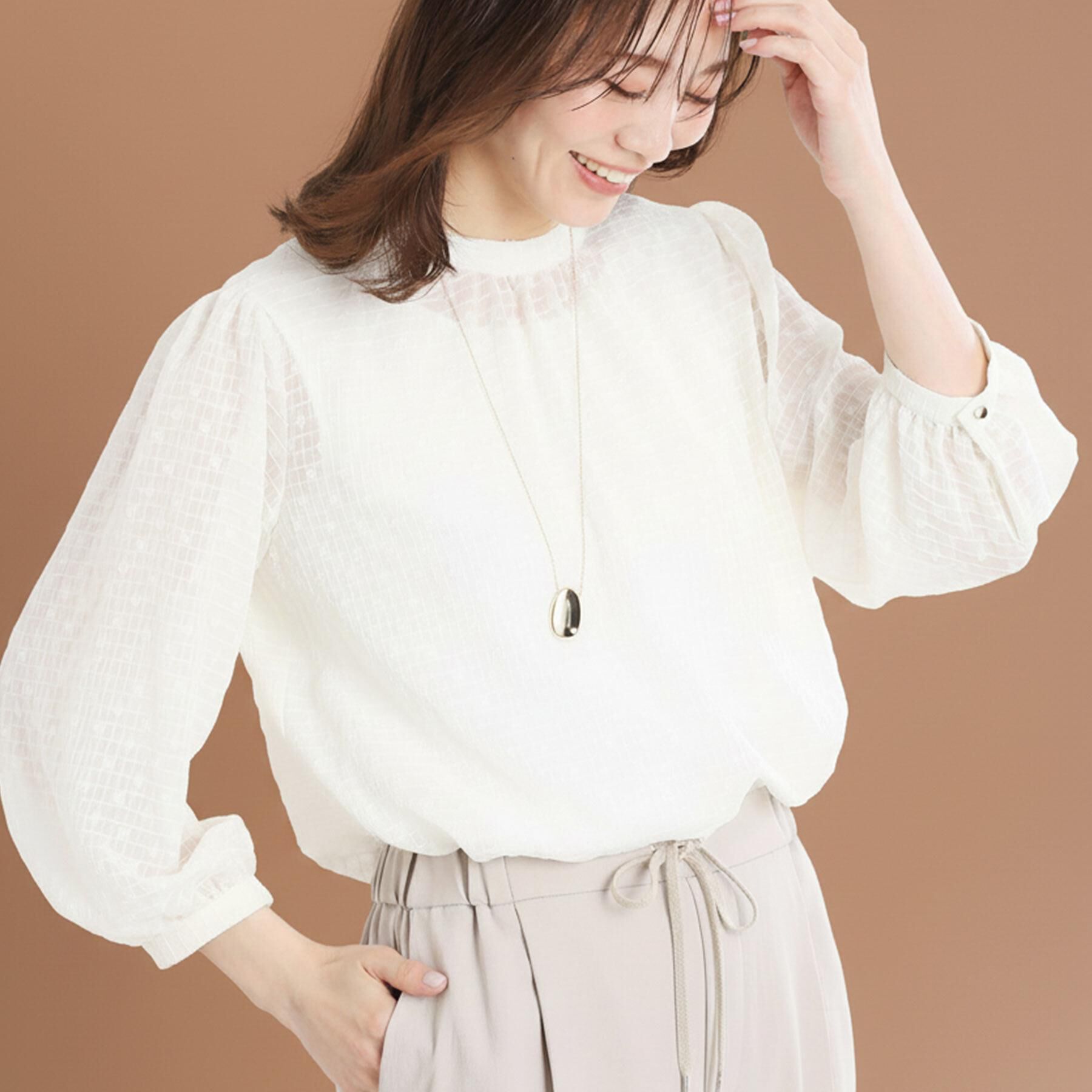 Reflect「【手洗い可】ロングシルエットブラウス」|シャツ・ブラウス|アイボリー(404)