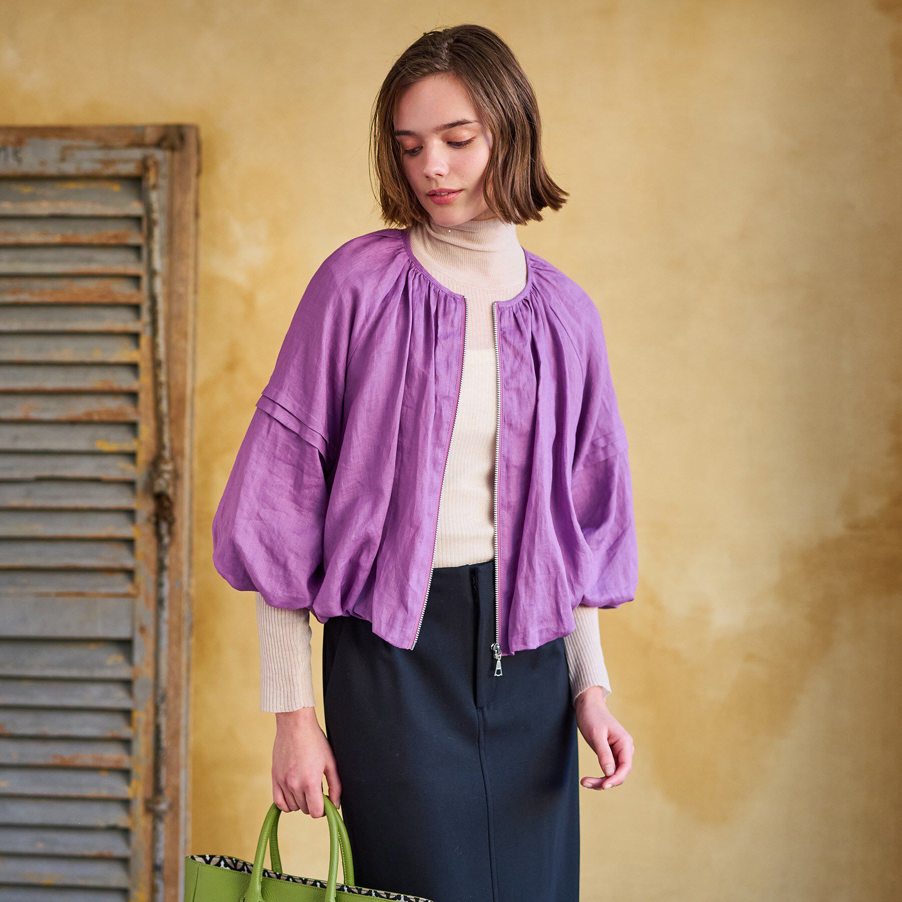 DRESSTERIOR「【洗える/リネン100％】ウォッシャブルペーパーリネンブルゾン」|ブルゾン・スタジャン|