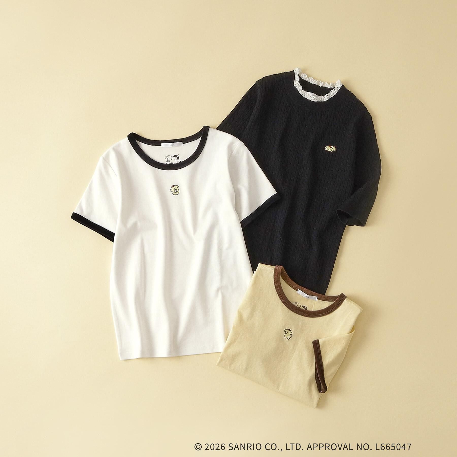 index「【ポムポムプリン】リンガーベロアTシャツ【洗濯機OK】」|Tシャツ・カットソー|