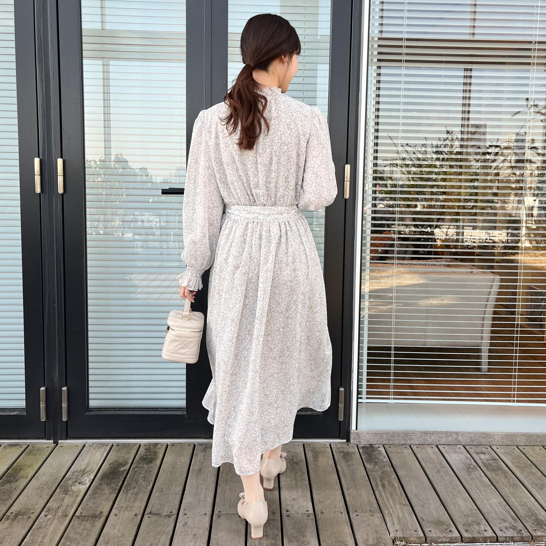 Couture broach「【洗える・着映え】楊柳小花シャーリングワンピース」|ワンピース|