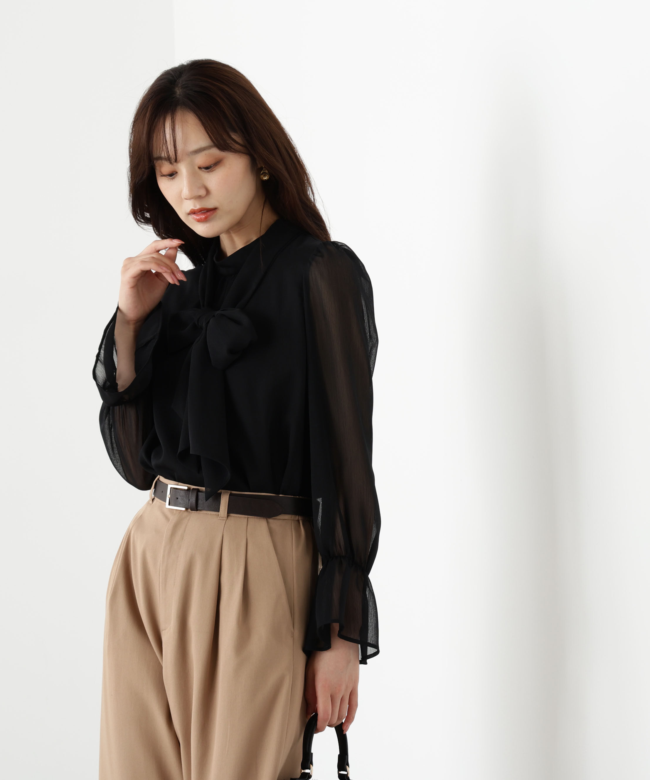 PROPORTION BODY DRESSING「＜ウォッシャブル＞ビッグリボン楊柳ブラウス 25AW」|シャツ・ブラウス|