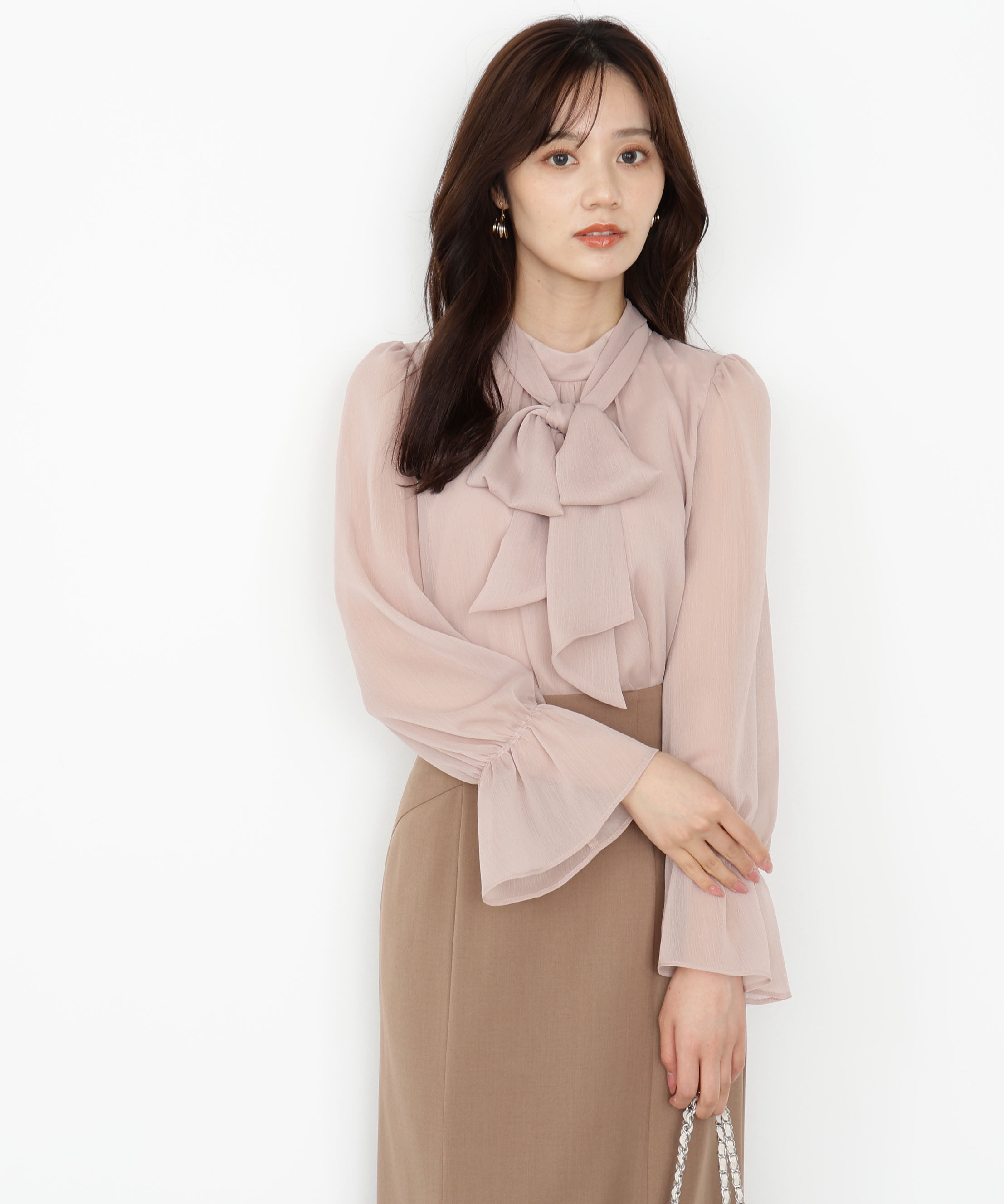 PROPORTION BODY DRESSING「＜ウォッシャブル＞ビッグリボン楊柳ブラウス 25AW」|シャツ・ブラウス|ピンク