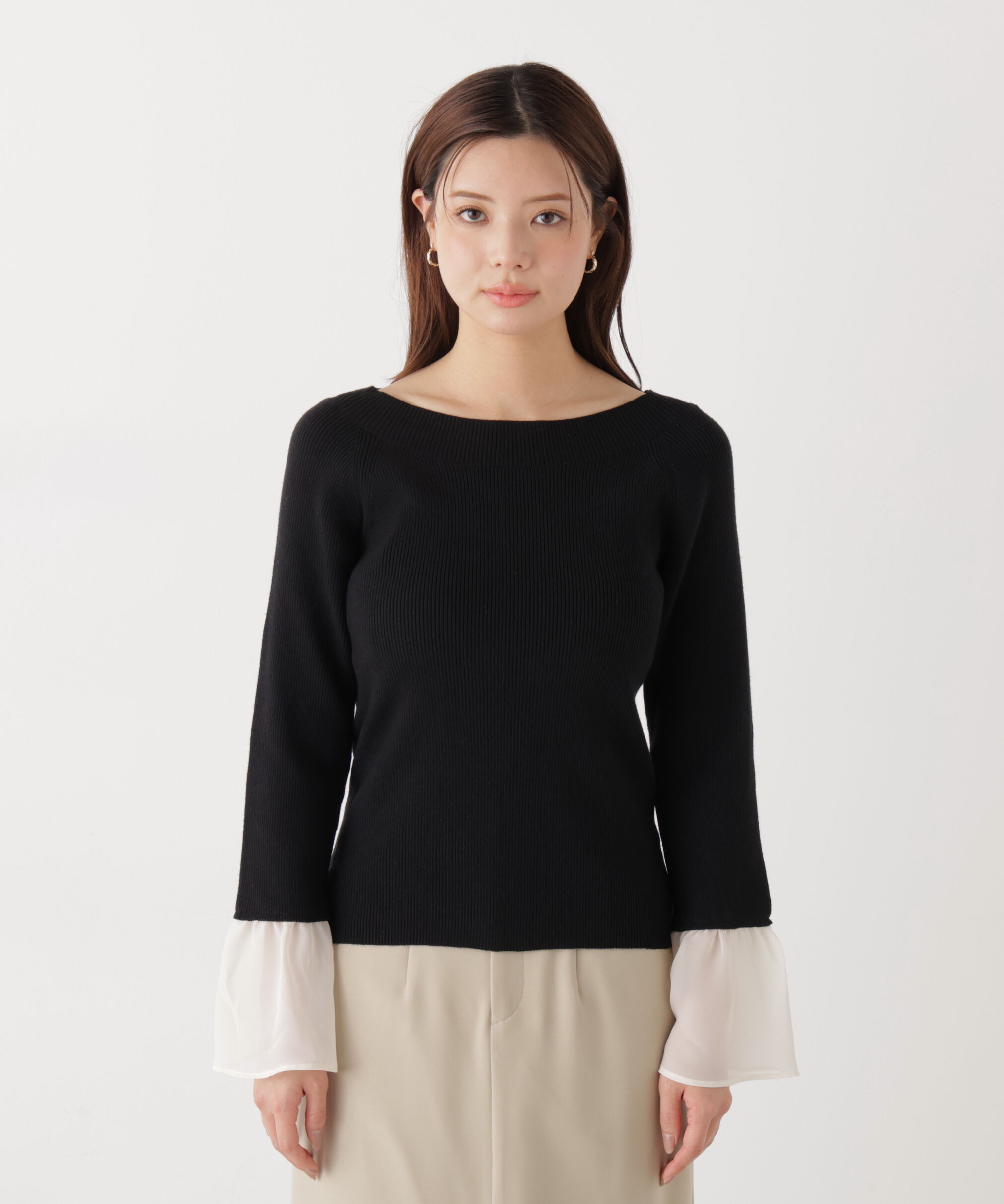 PROPORTION BODY DRESSING「シアー切り替えスリーブニット　26SS」|ニット・セーター|