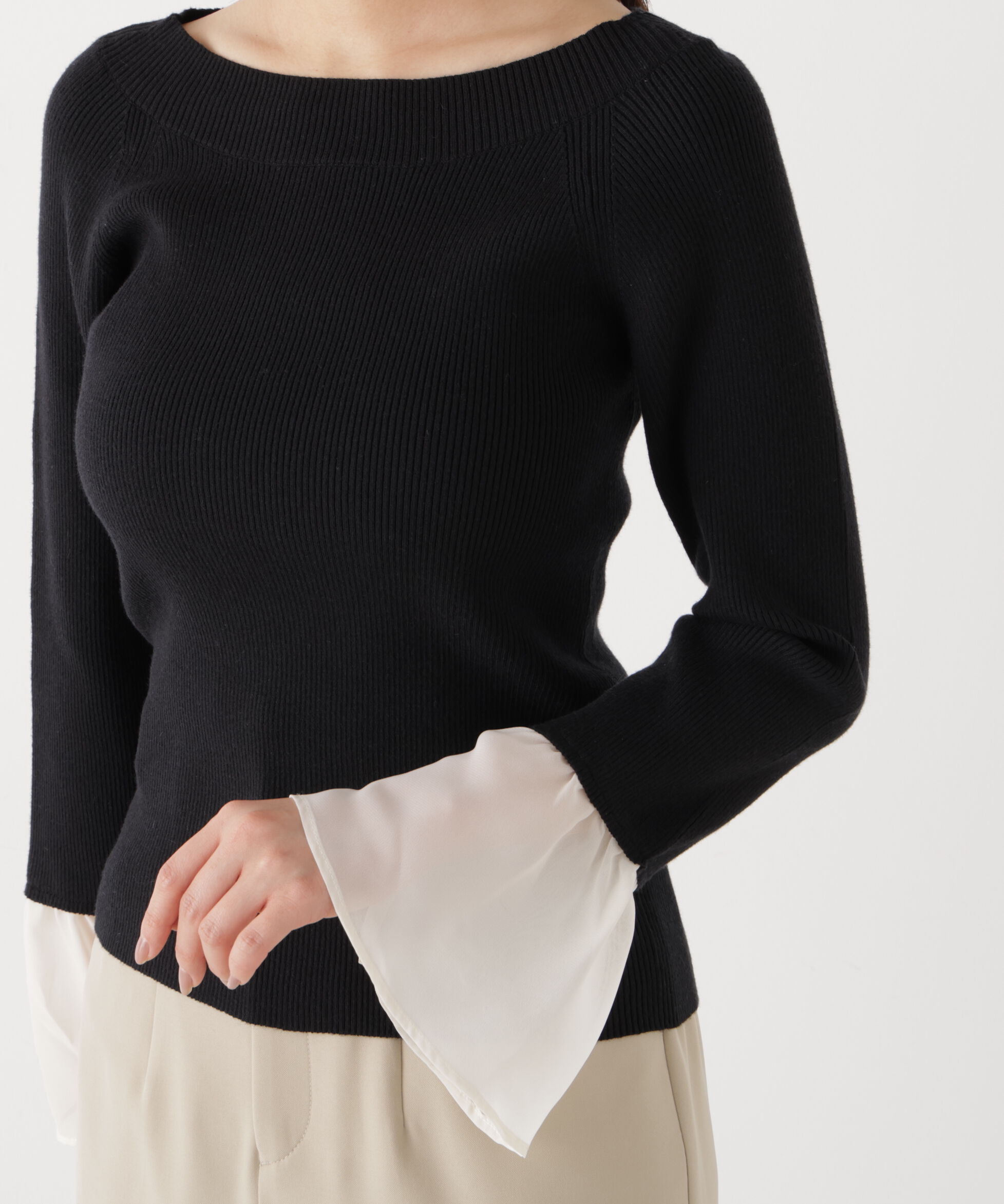 PROPORTION BODY DRESSING「シアー切り替えスリーブニット　26SS」|ニット・セーター|