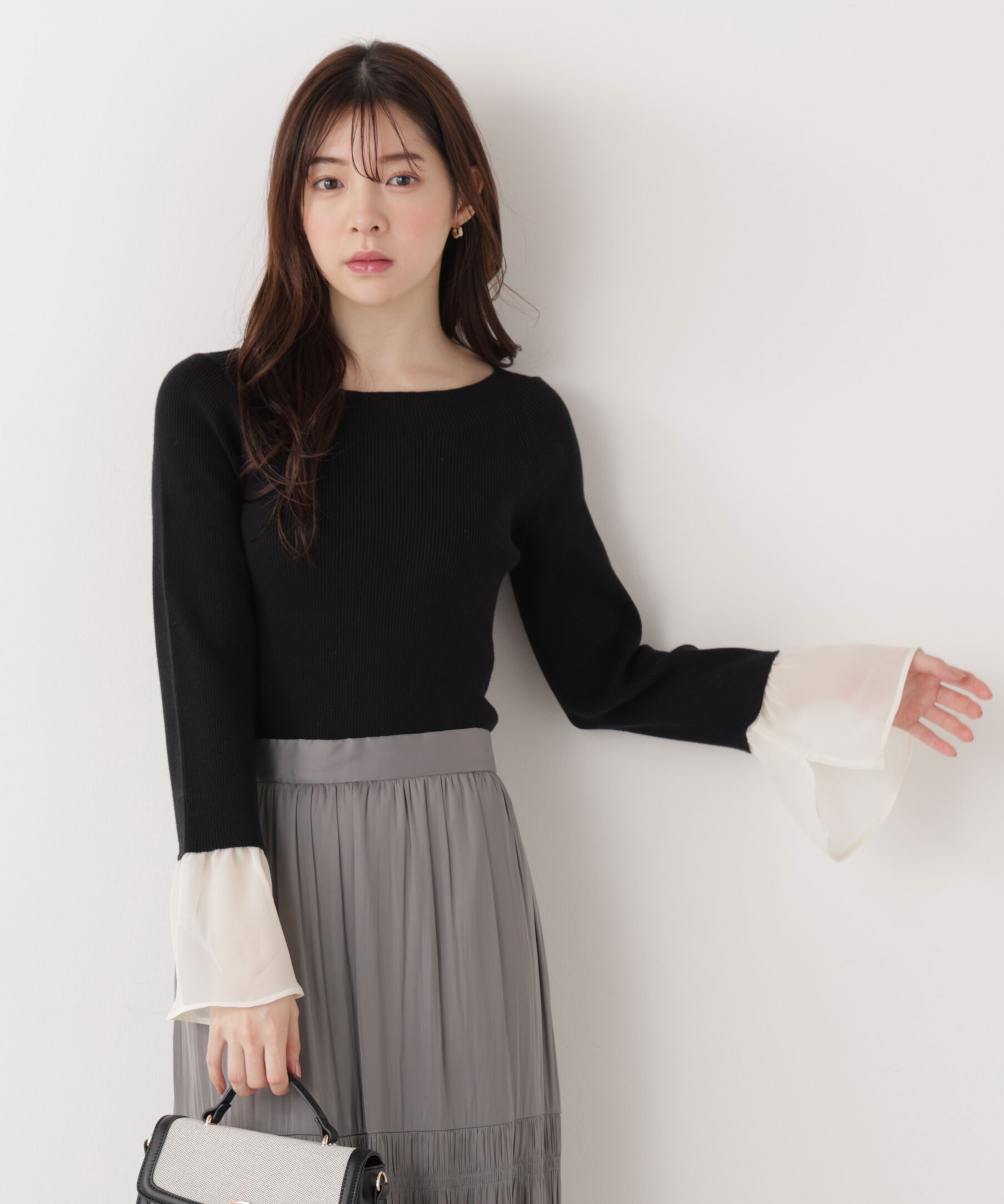 PROPORTION BODY DRESSING「シアー切り替えスリーブニット　26SS」|ニット・セーター|