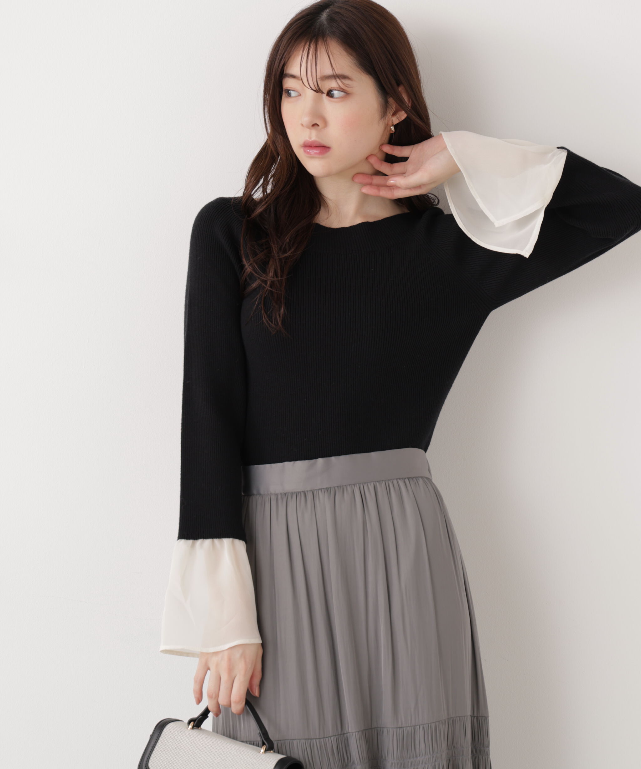 PROPORTION BODY DRESSING「シアー切り替えスリーブニット　26SS」|ニット・セーター|