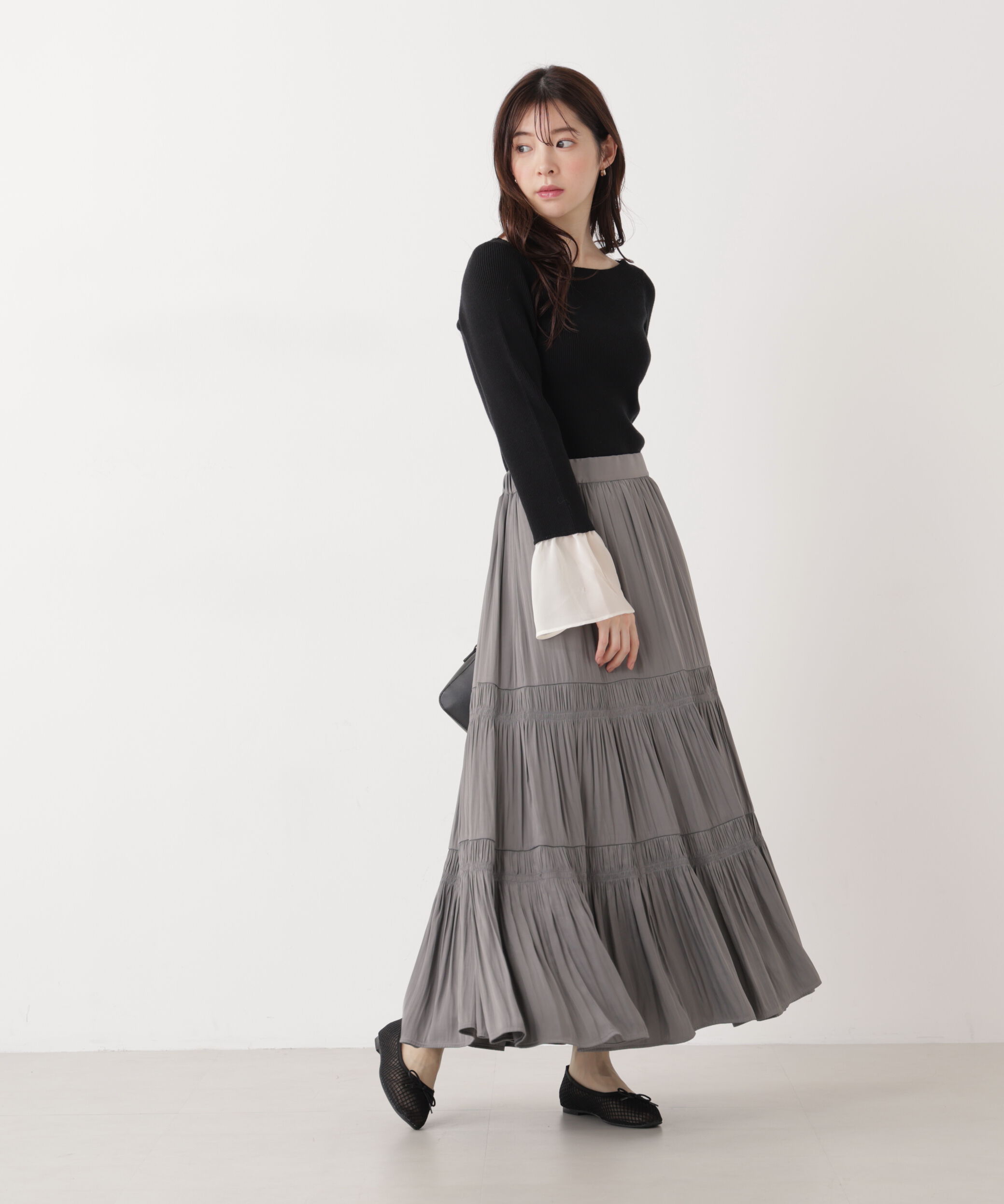 PROPORTION BODY DRESSING「シアー切り替えスリーブニット　26SS」|ニット・セーター|