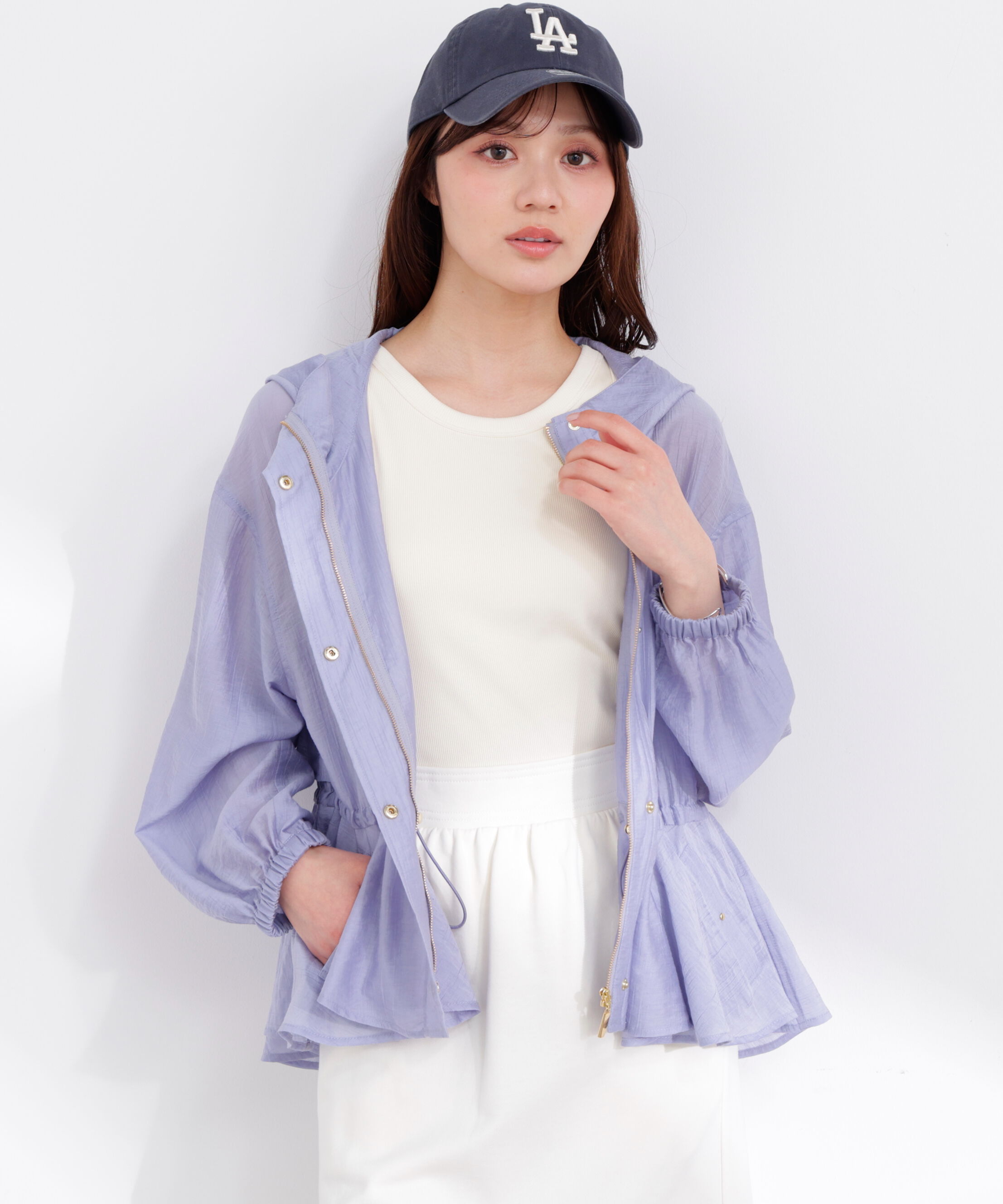 PROPORTION BODY DRESSING「シアーペプラムブルゾン 26SS」|ブルゾン・スタジャン|ブルー