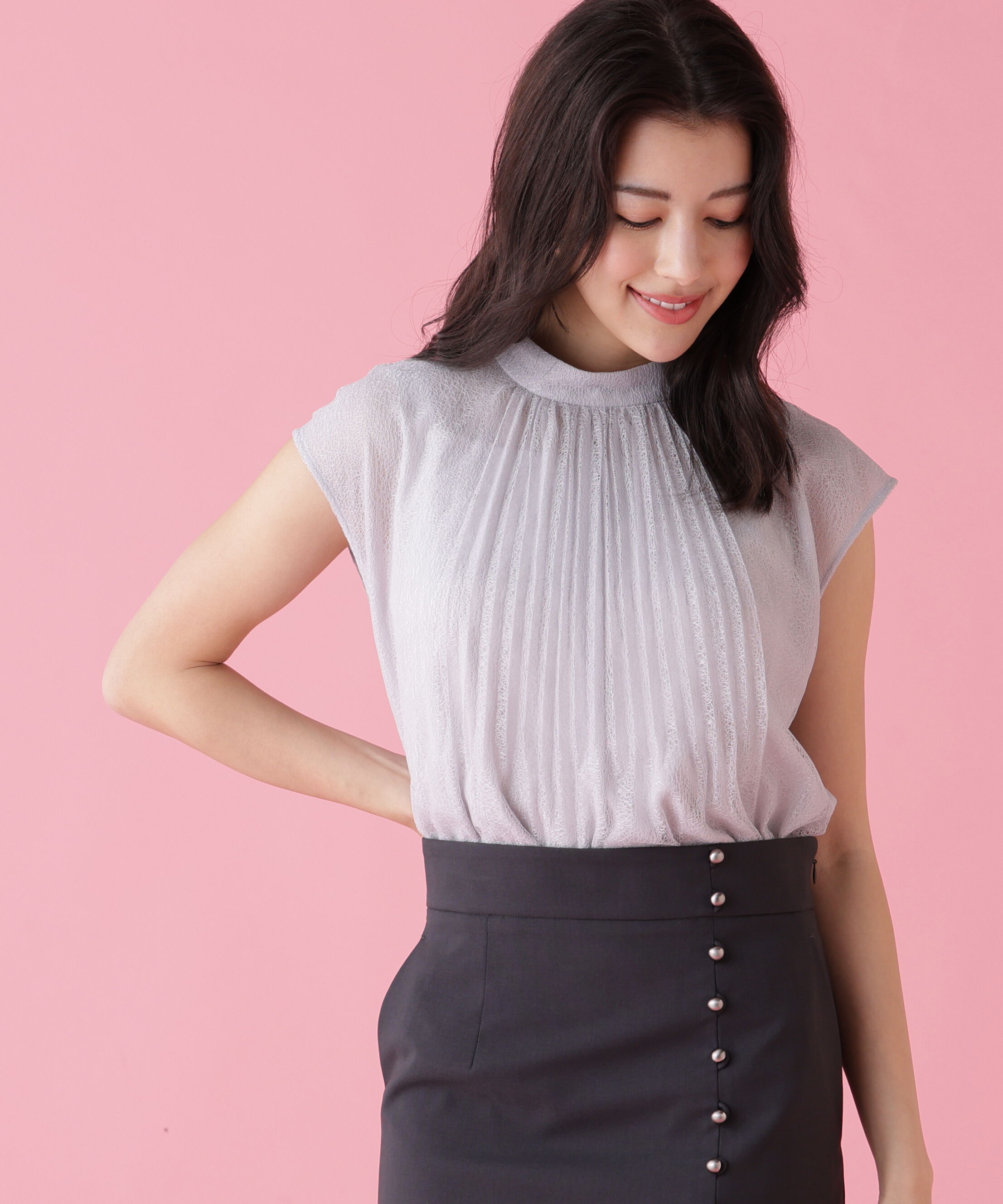  「レースプリーツブラウス」|シャツ・ブラウス|